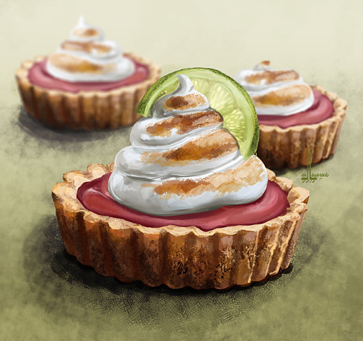 Lua Lazarovic Food Illustrations strawberry tarts
