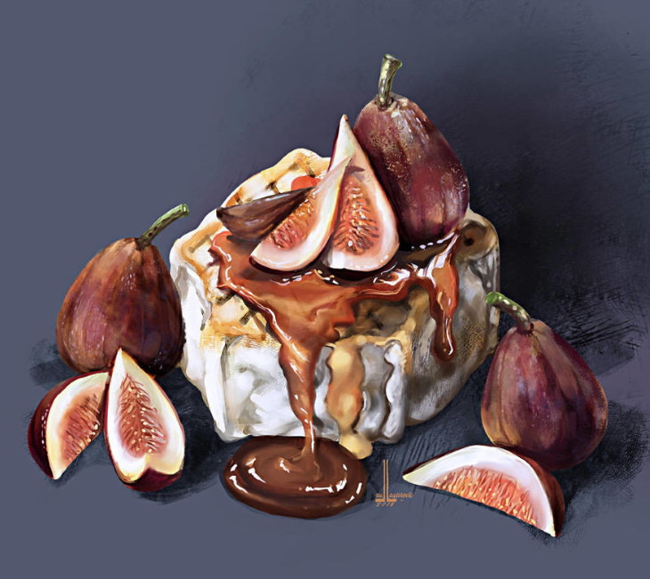 Lua Lazarovic Food Illustrations figs and cheese