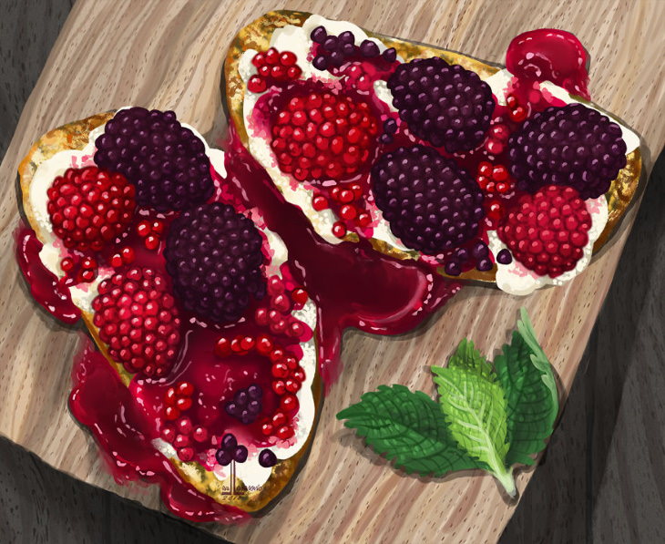Lua Lazarovic Food Illustrations berry sandwiches