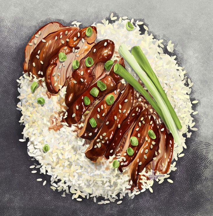 Lua Lazarovic Food Illustrations rice and meat 