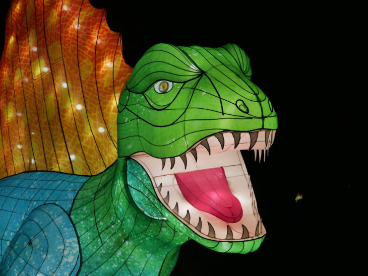 Exhibición De Dinosaurios Inflables Iluminados En París T-Rex