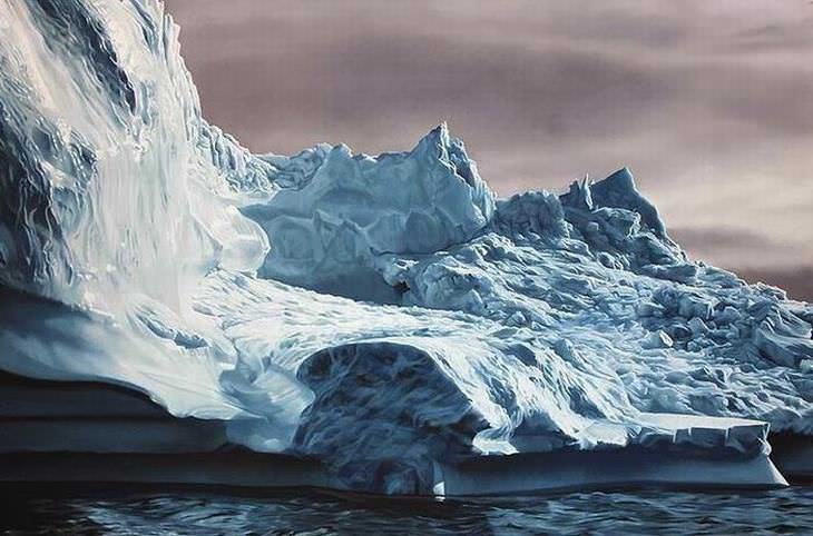 arte de pintar con los dedos, glaciares y mar