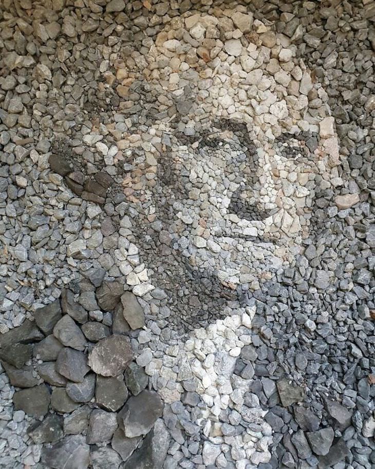 Mosaicos Hechos Completamente Con Piedras George Washington