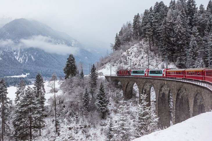 Paseos en tren de invierno, Glacier Express, Suiza 