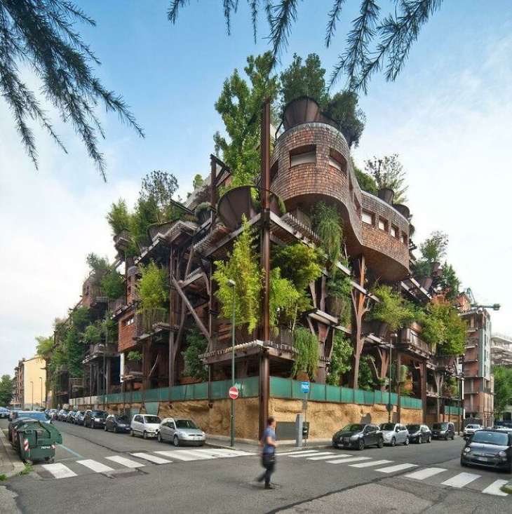 Hermosos Edificios Alrededor Del Mundo Más de 150 árboles crecen en este edificio de apartamentos en Turín, Italia.