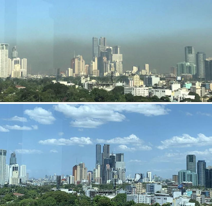 4. Manila, capital de Filipinas, antes y después de la cuarentena