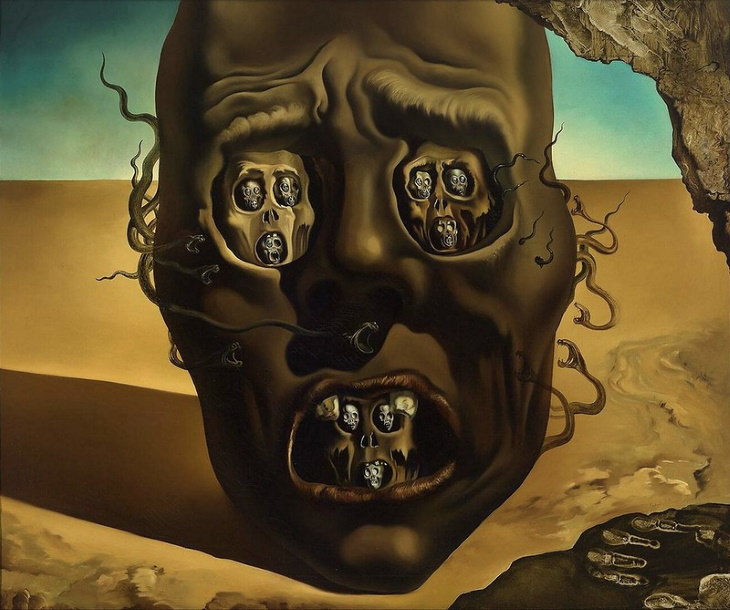 Obras De Arte Espeluznantes “El rostro de la guerra” de Salvador Dalí (1940)
