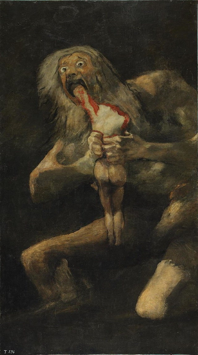 Obras De Arte Espeluznantes "Saturno devorando a su hijo" de Francisco Goya (hacia 1819-1823)