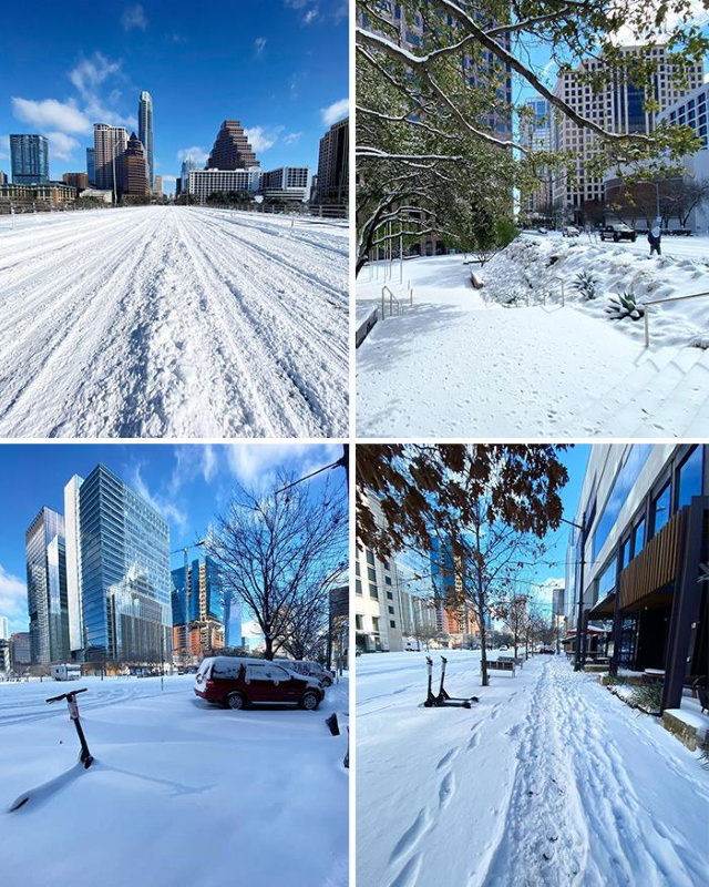 14. El paisaje urbano cubierto de nieve de Austin, Texas