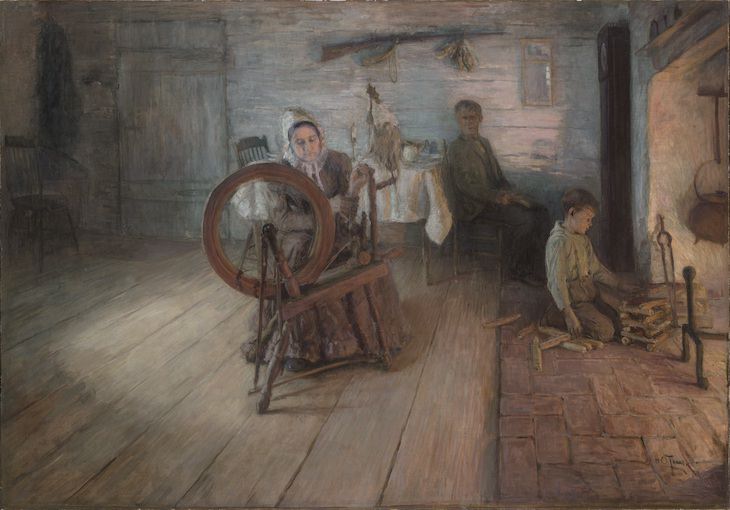 Pinturas De Henry Ossawa Tanner Girando a la luz del fuego, 1894