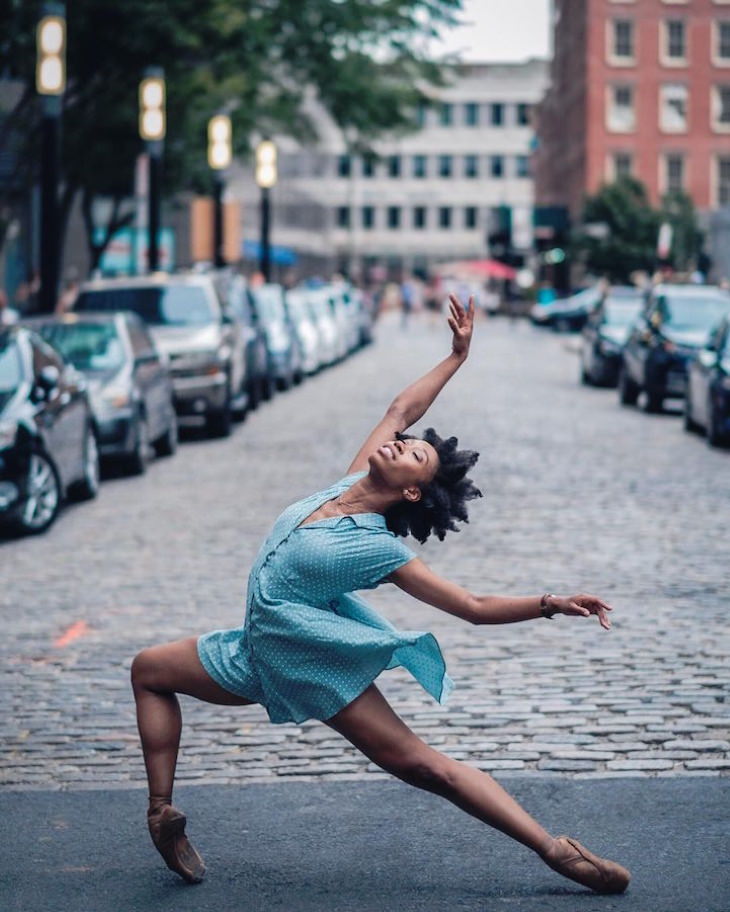 Fotografías Ballet En Las Calles De Nueva York Bailarina vestido azul