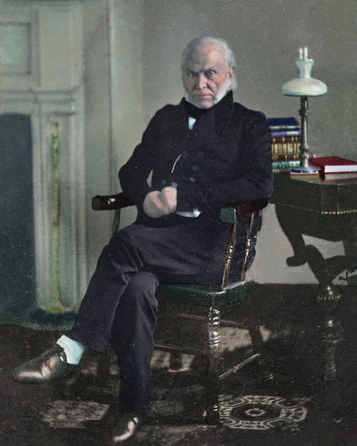 Fotos Extrañas a Color El presidente John Quincy Adams (1767–1848) en marzo de 1843