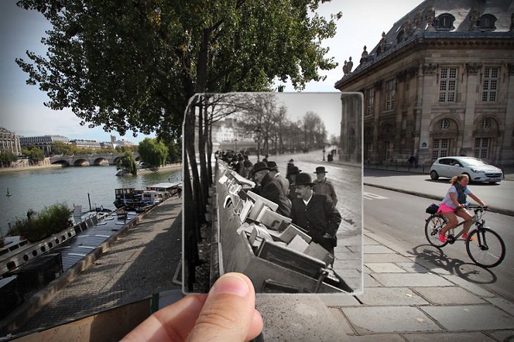 Fotografías De París Antes y Después Quai de Conti (una calle frente al río en París), 1900