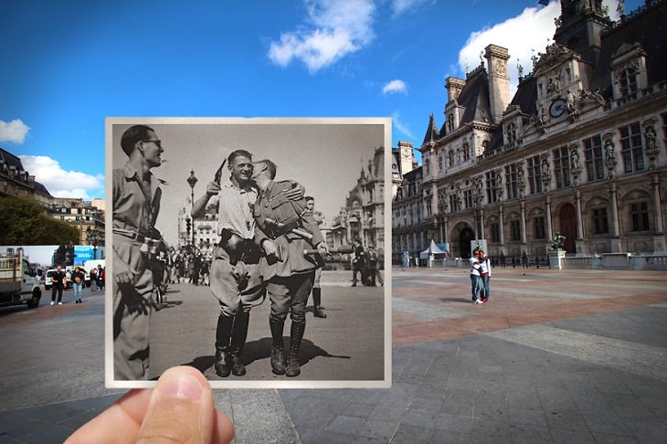 Fotografías De París Antes y Después Hôtel-de-Ville (Ayuntamiento), 1944