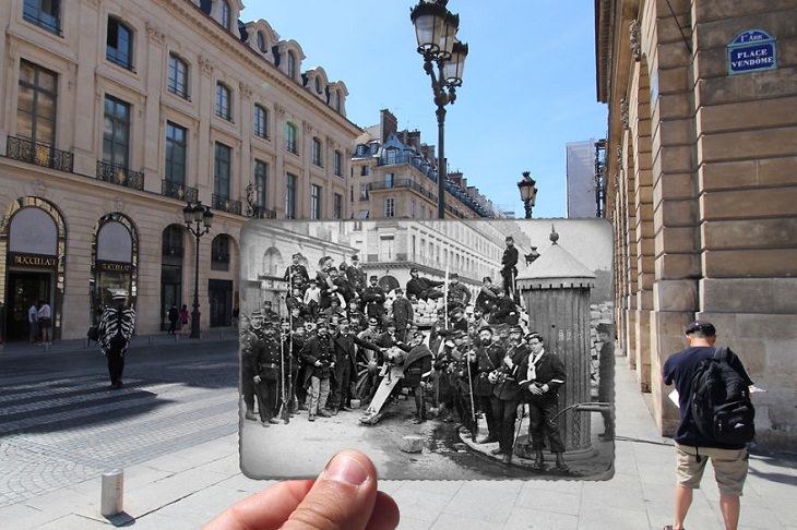 Fotografías De París Antes y Después Place Vendôme (una famosa plaza de París), 1871