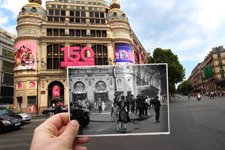 Fotografías De París Antes y Después Le Printemps (una tienda departamental) en Haussmann Boulevard, 1930