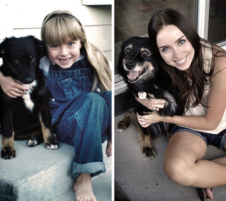 mascotas que crecieron juntas, chica y perrito