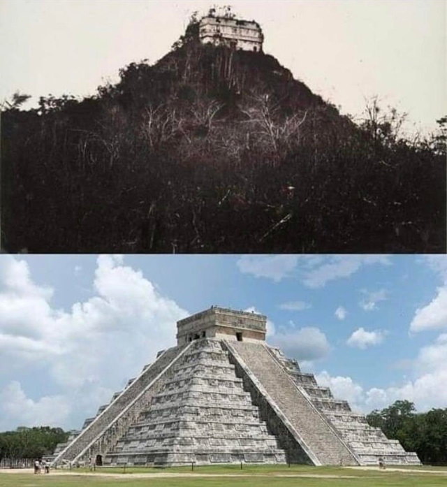  Increíbles Fotos De Cómo El Tiempo Lo Transforma Todo Chichén Itzá 1892 y 2020