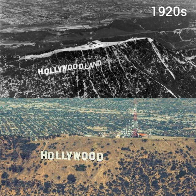  Increíbles Fotos De Cómo El Tiempo Lo Transforma Todo La progresión del letrero de Hollywood en Los Ángeles, California