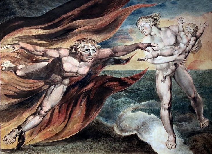 Pinturas De William Blake "Los ángeles buenos y malos" (1805)
