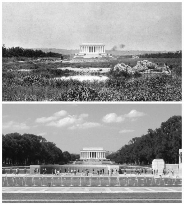  Increíbles Fotos De Cómo El Tiempo Lo Transforma Todo El Monumento a Lincoln - 1922 y 2016