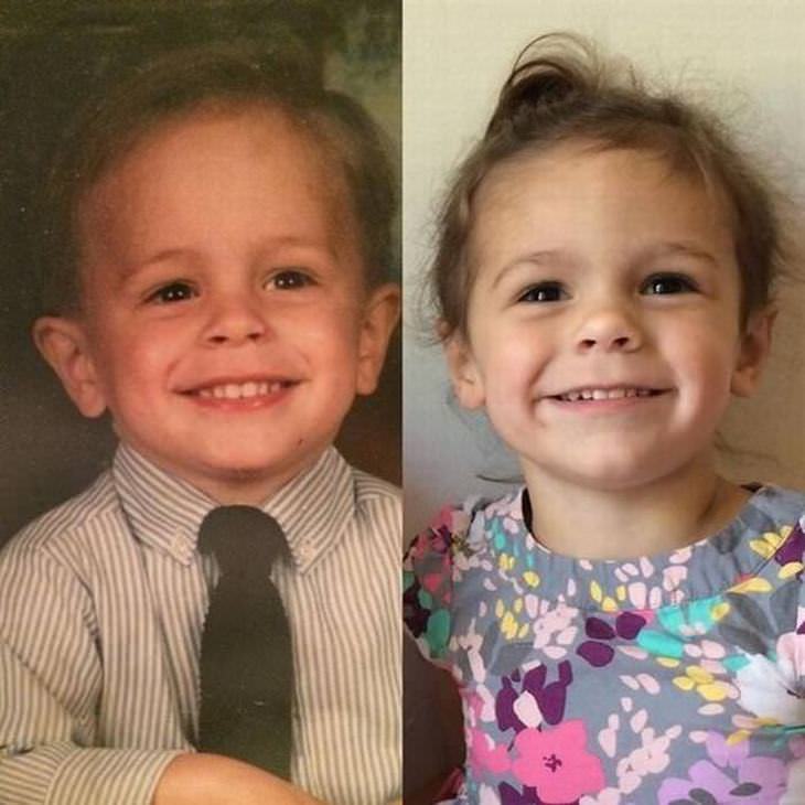22 Fotos De Hijos Que Parecen Clones De Sus Padres Niña y niño sonriendo