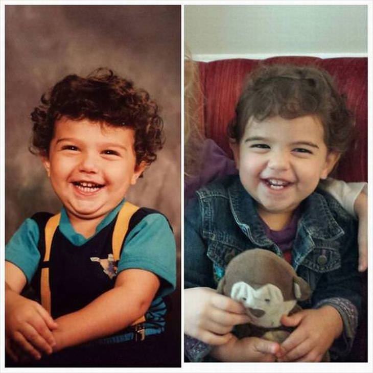 22 Fotos De Hijos Que Parecen Clones De Sus Padres Bebé sonriendo