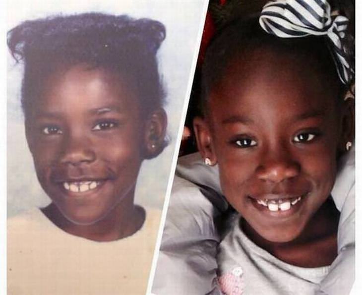 22 Fotos De Hijos Que Parecen Clones De Sus Padres Niña afroamericana sonriendo