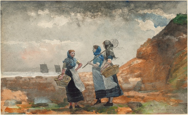 7 Artistas Pioneros De La Acuarela Winslow Homer "Tres mujeres pescadoras", 1881.