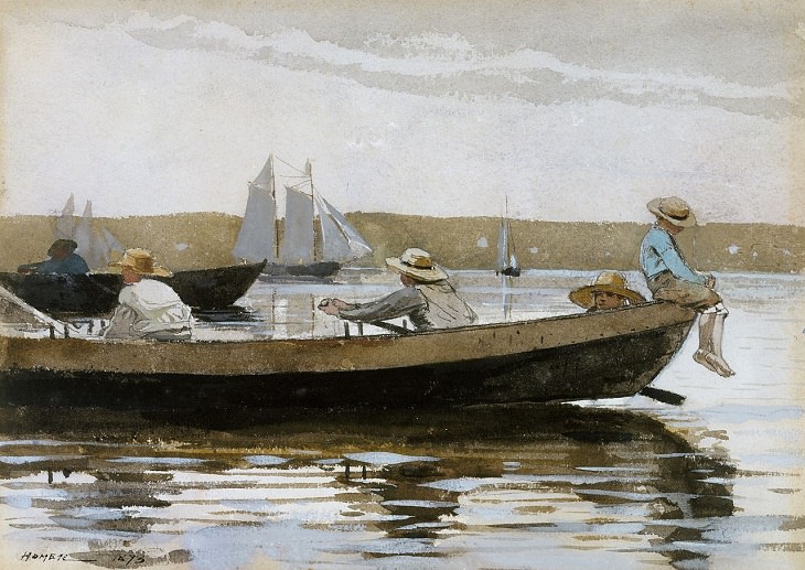 7 Artistas Pioneros De La Acuarela Winslow Homer "Chicos en una barca", 1873.