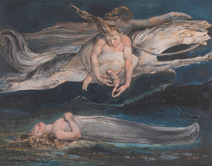 7 Artistas Pioneros De La Acuarela William Blake "Pena", 1795.