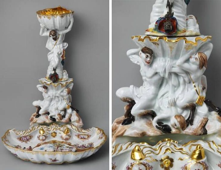 Exhibiciones Impresionantes De Museos Esta fuente de mesa (1727-1732) estaba destinada para lavarse las manos y se fabricó en Meissen Manufactory, Alemania
