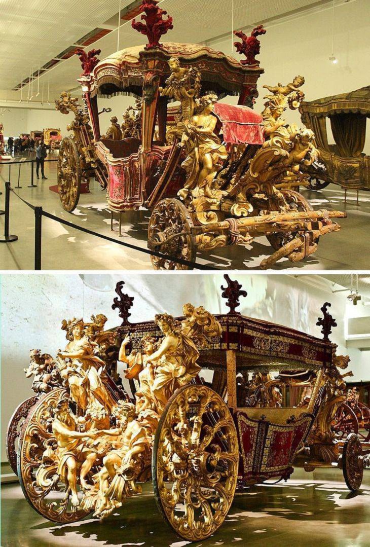 Exhibiciones Impresionantes De Museos  Este carruaje perteneció al Papa Clemente XI y fue diseñado en el siglo XVIII