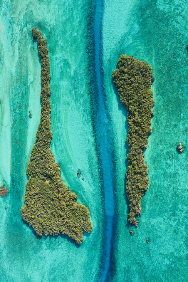 Fotos Ganadoras De Las Maravillas Del Océano 2do lugar en la categoría de paisajes marinos sobre el agua: una toma aérea de dos islas en Seychelles