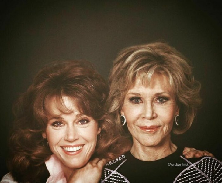 15 Famosos Posan Con Sus "Yos" Más Jóvenes , Jane Fonda