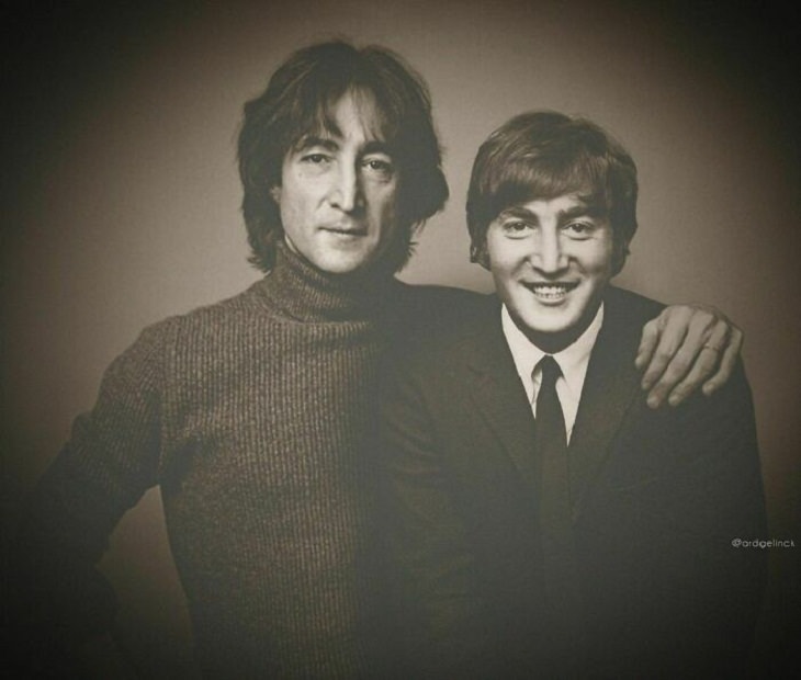 15 Famosos Posan Con Sus "Yos" Más Jóvenes  John Lennon