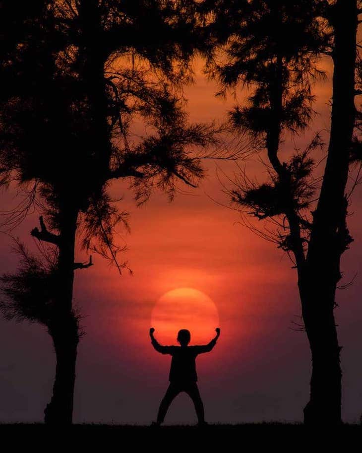 Whimsical Sunset Silhouette Photo by Krutik Thakur ball
