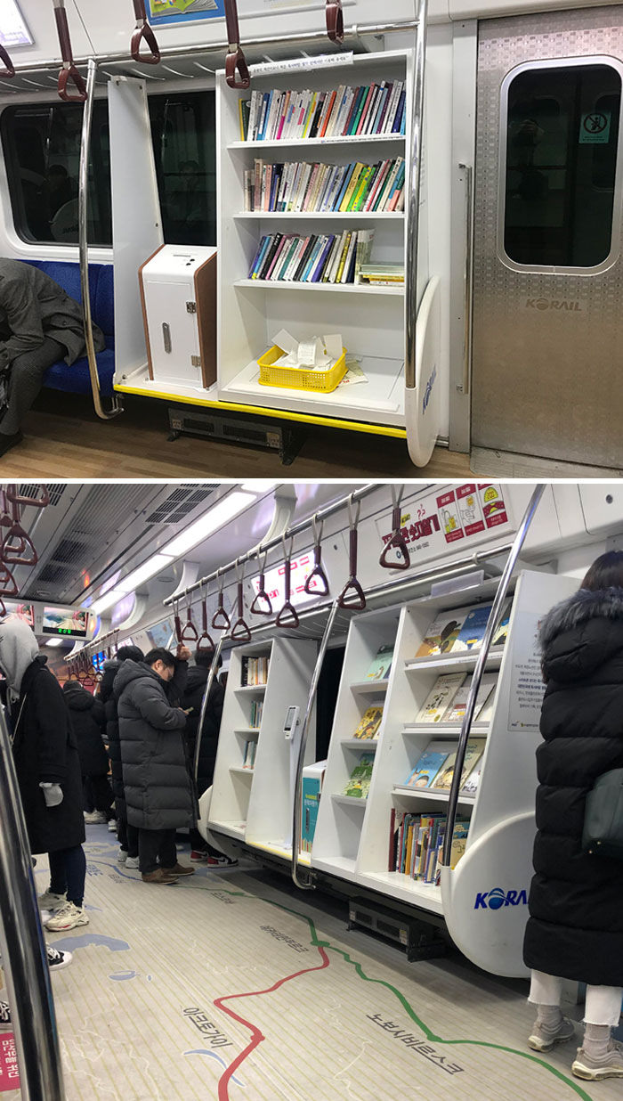 Fotos De Corea Del Sur, Una biblioteca dentro del metro de Seúl