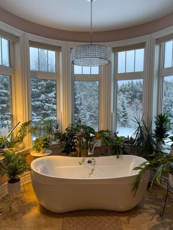 Habitaciones Hermosas, Un baño con una hermosa vista invernal en Toronto, Canadá