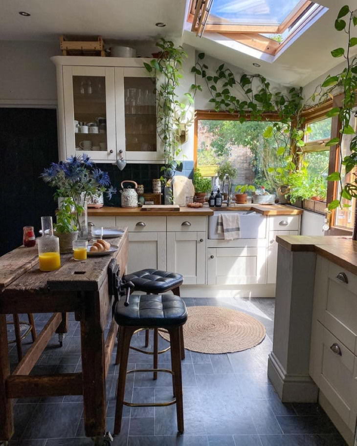Habitaciones Hermosas, Preciosa cocina llena de plantas y luz en Morpeth, Inglaterra