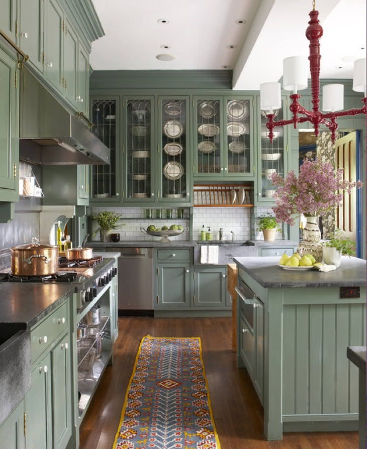 Habitaciones Hermosas, Una cocina acogedora en una antigua casa victoriana en Southport, Connecticut