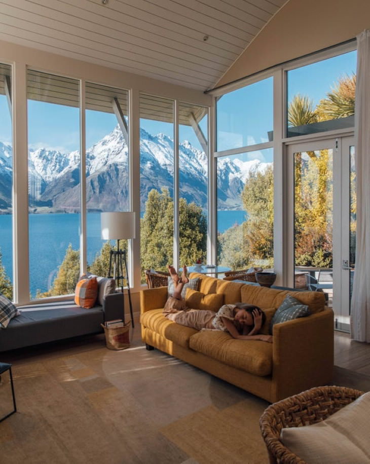 Habitaciones Hermosas, La vista de Walter Peak desde una casa en el lago Wakatipu