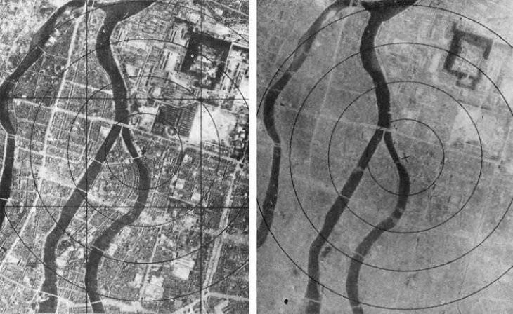 Fotos Eventos Históricos, Hiroshima antes y después del bombardeo (6 de agosto de 1945)
