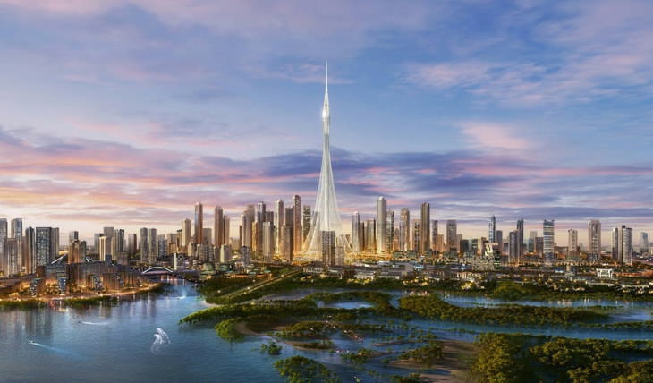 Arquitectura De Santiago Calatrava, Santiago Calatrava Dubai Creek Tower in Dubai, United Arab Emirates