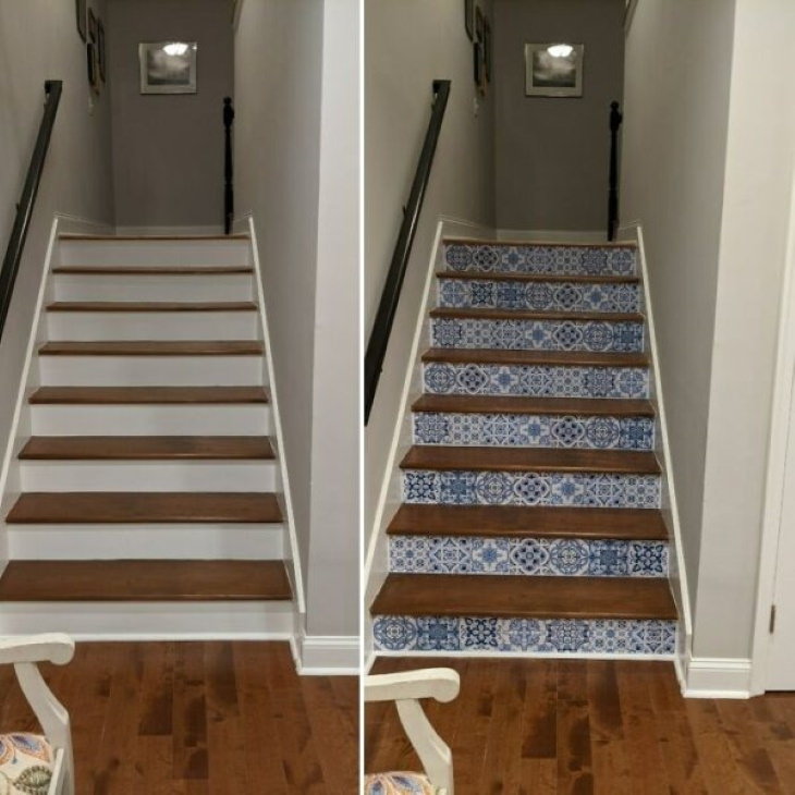 Antes y después de la renovación  en el hogar , escaleras