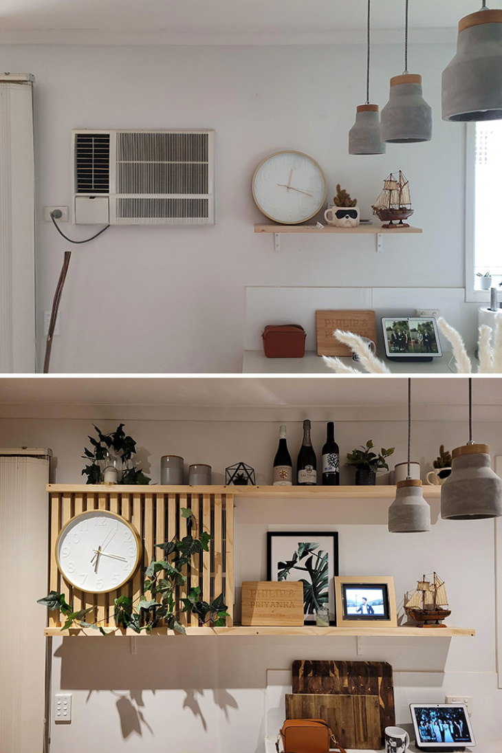 Antes y después de la renovación  en el hogar , aire acondicionado