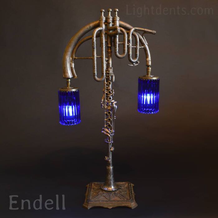 Lámparas Artesanales, trompeta color plata