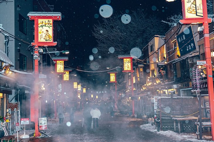 Calles Nevadas De Japón, vistas nevadas de Tokio