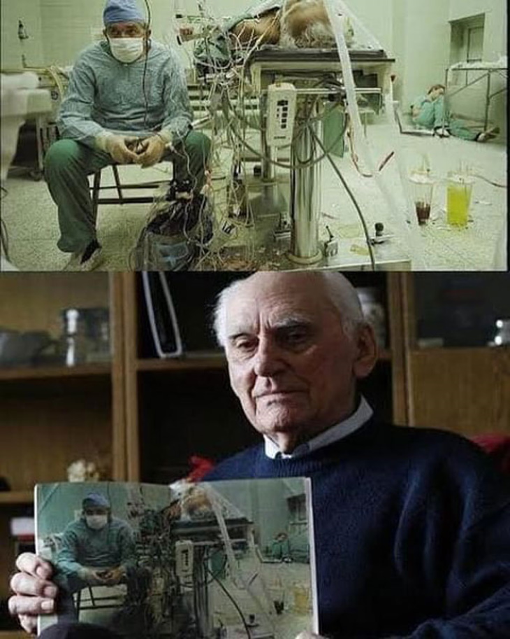 Fotos antiguas El Dr. Religa tras una operación de trasplante de corazón de 23 horas en 1987