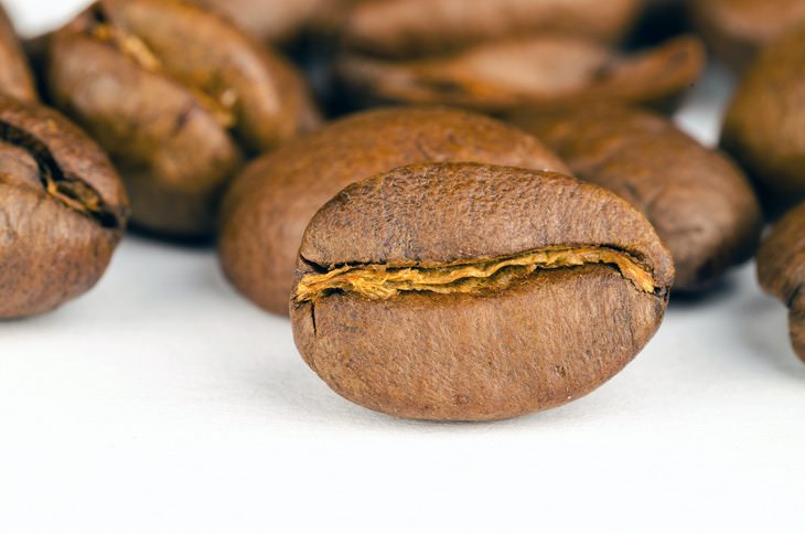 Café Datos primer plano de los granos de café
